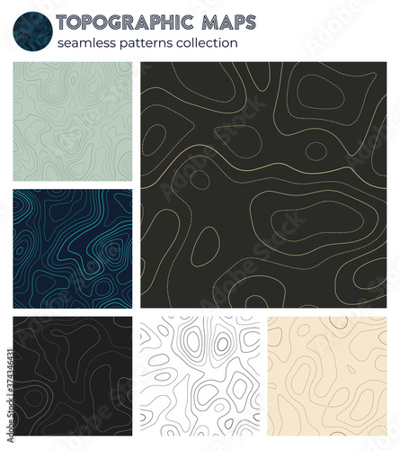 Topographic maps. Appealing isoline patterns, seamless design. Powerful tileable background. Vector illustration. © Eugene Ga