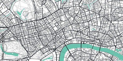 Detailed vector map of central London, UK photo