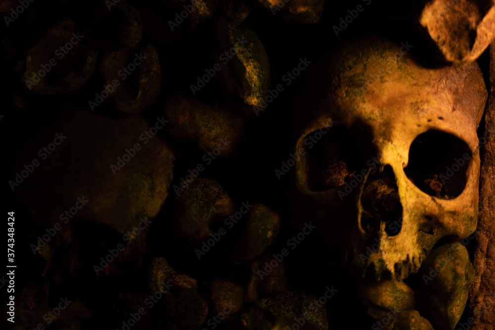 Catacombs human skull bone dead Catacombs human skull bone dead