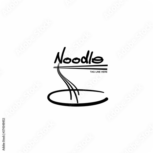 Vector noodle logo with chopstick for restaurants.