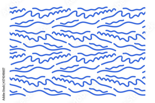 Horizontal seamless pattern of blue waves. 