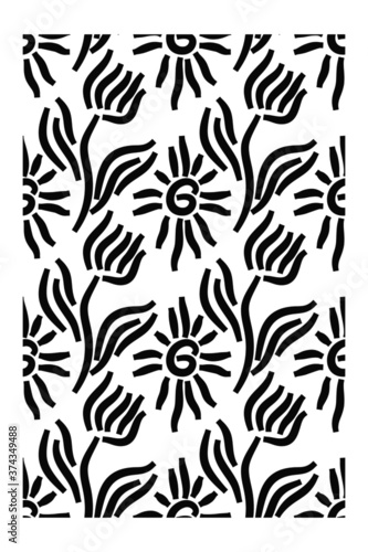 Abstract seamless pattern with geometric silhouettes of flowers. Cute elegant flowers vector illustration.