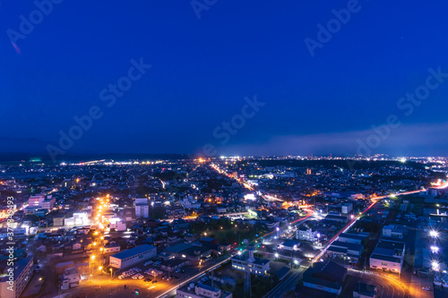 Factory Night view of Akita City from Akita Port Tower, Japan © WeiChan