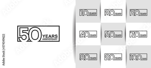 Anniversary logotype set with black color on white background. vector design for celebration purpose, greeting, invitation card and special event