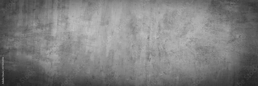 Texture of old gray concrete wall for background, grunge background, panorama