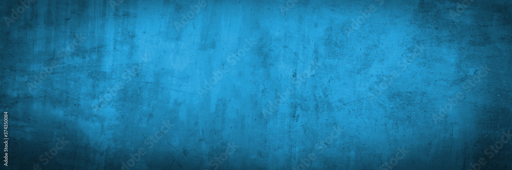 Blue Texture of old gray concrete wall for background, grunge background, panorama