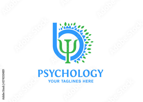 initial b letter with Psychology logo vector illustration