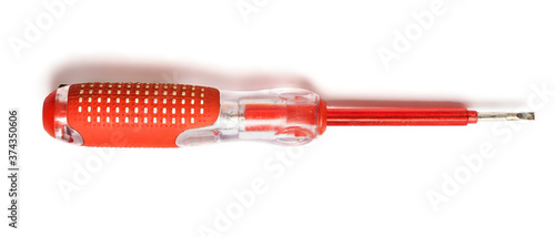 check lamp electrical tester screwdriver isolated on white background