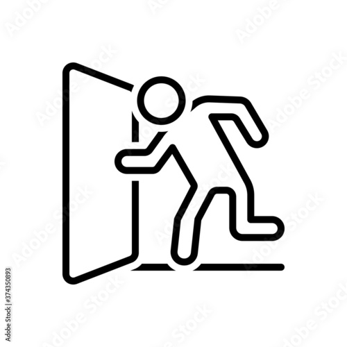 Black line icon for escape
