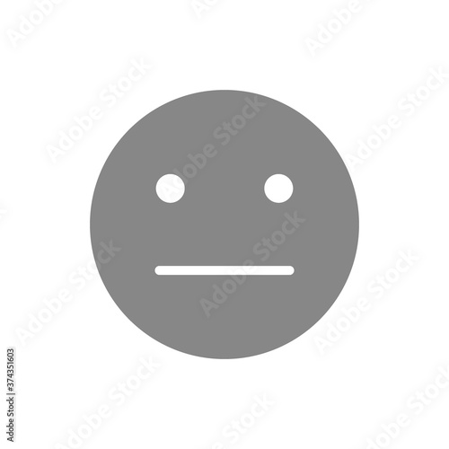 Expressionless emoji gray icon. Emotionless, indifferent face symbol.