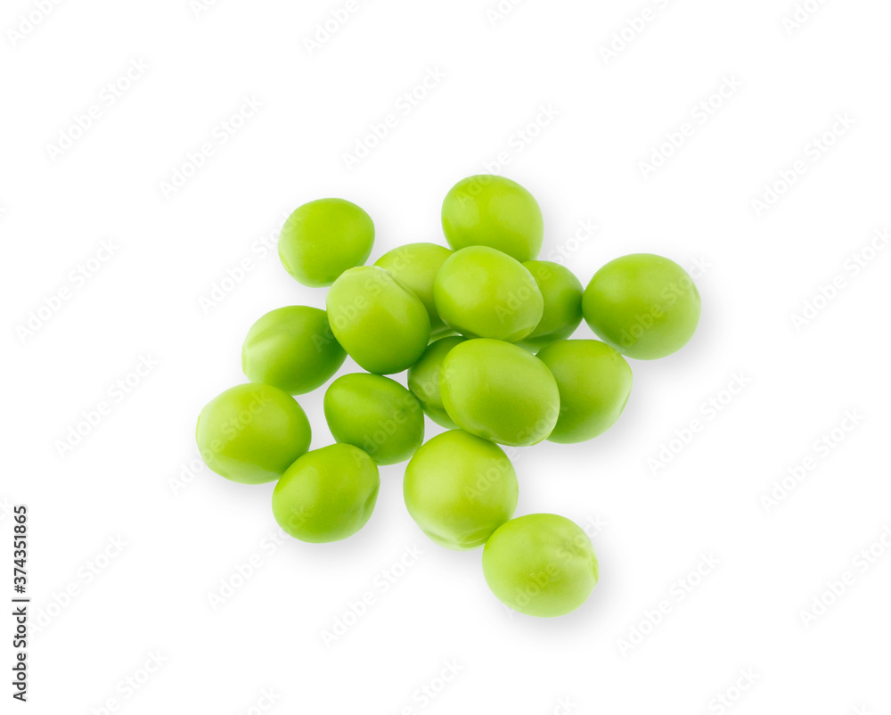 Green peas isolated on white background. Top View Green peas isolated on white background. Top View