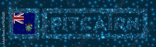 Pitcairn badge. Flag of Pitcairn in glowing network geometric style. Elegant vector illustration.