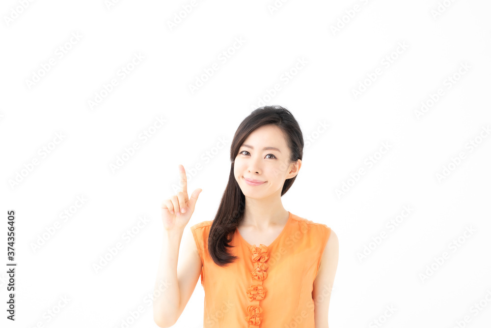 指差す女性 指差す女性