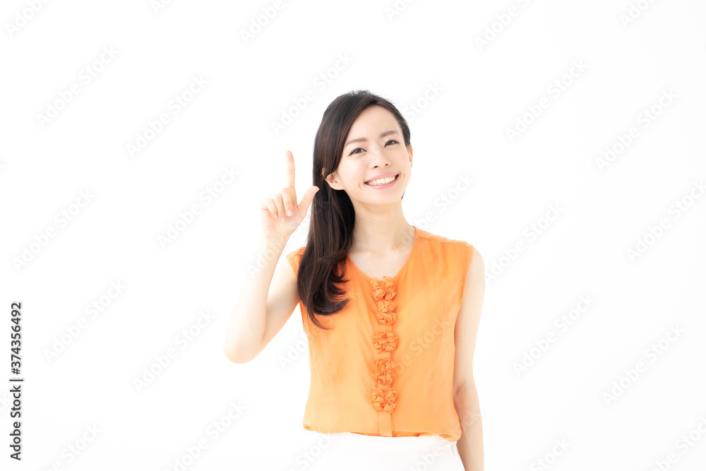 指差す女性 指差す女性