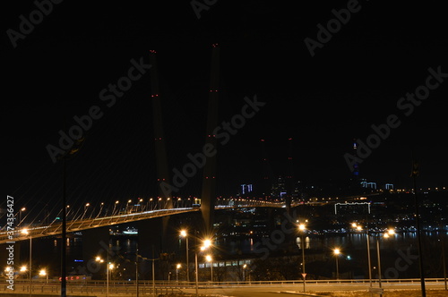 Night view of the Golden Bridge, Vladivostok