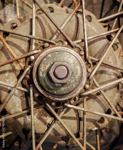 close up detail of an old motorcycle