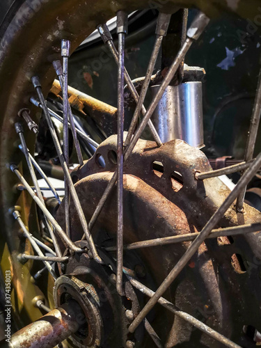 close up detail of an old motorcycle