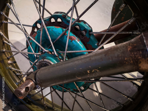 close up detail of an old motorcycle