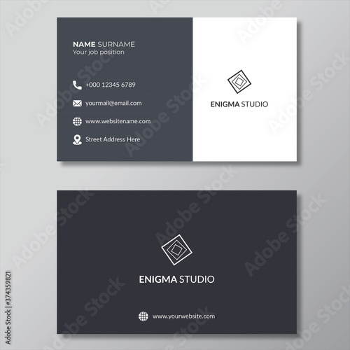 Minimalistic grey business card design template