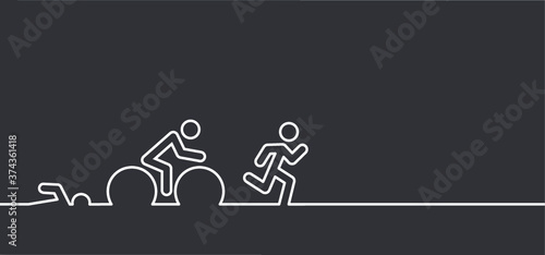 Triathlon line pattern seamless Triatlon route Training for triathletes Sports for swimming, cycling and running pictogram Quote run, bike and swim pattern Funny vector bicycle icons symbol Triathlete