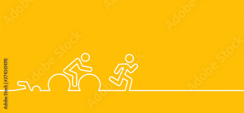 Triathlon line pattern seamless Triatlon route Training for triathletes Sports for swimming, cycling and running pictogram Quote run, bike and swim pattern Funny vector bicycle icons symbol Triathlete