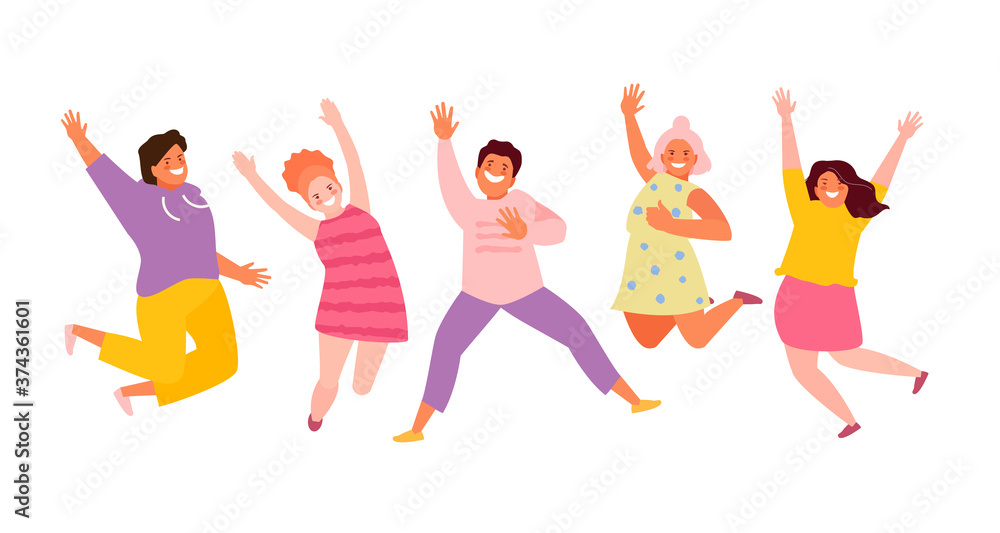 Little jumping and happy children. Happy childhood vector illustration Little jumping and happy children. Happy childhood vector illustration