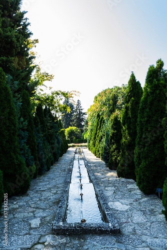 Balchik Palace garden, residence of Queen Maria of Romania, built on the Black Sea coast, during the period when the Quadrilater belonged to Romania. Bulgaria photo