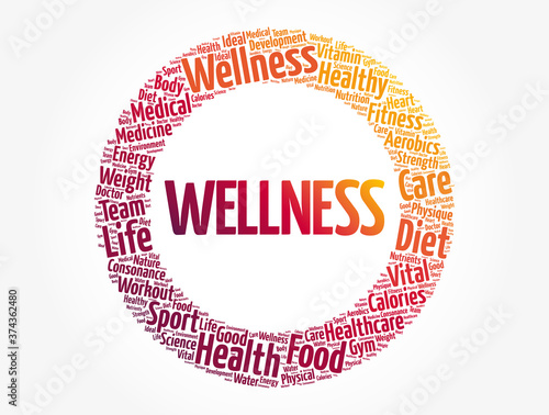 WELLNESS word cloud, fitness, sport, health concept background