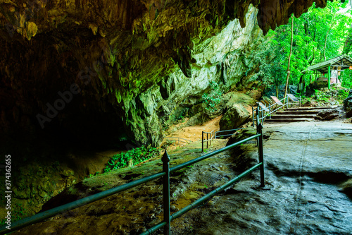 Entrance of Thamluang cave in Thamluang Khunnam Nangnon National Park photo