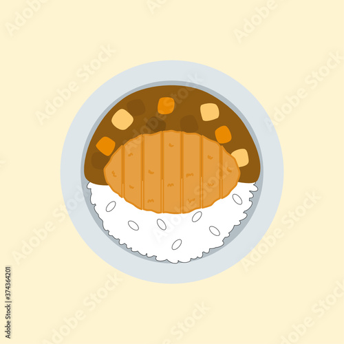 Tonkatsu curry rice, Japanese curry rice topped with deep fried crispy pork