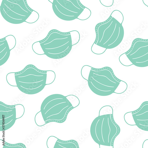 Face masks seamless vector pattern. Coronavirus design. Repeating background with protective face masks. Medical supplies design for fabric, wallpaper, scrubs