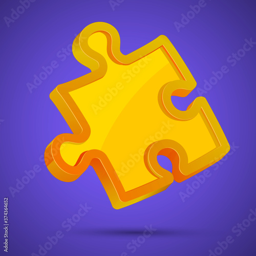 3d puzzle pie vector icon. 3d vector illustration: Puzzle, part of the whole