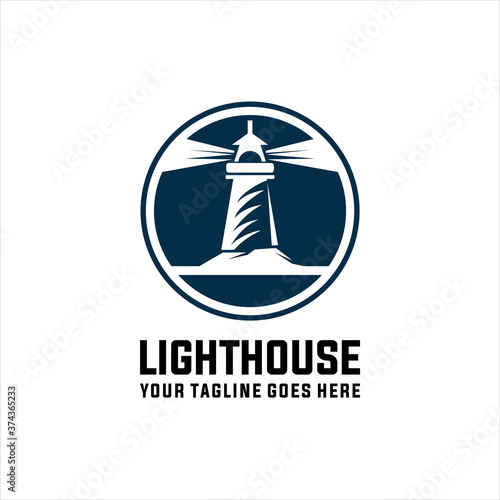 Lighthouse logo template. Building of lighthouse logo vector,  Vector illustration. 