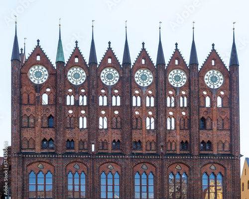 view of the old Hanseatic town hall building in Stralsund photo