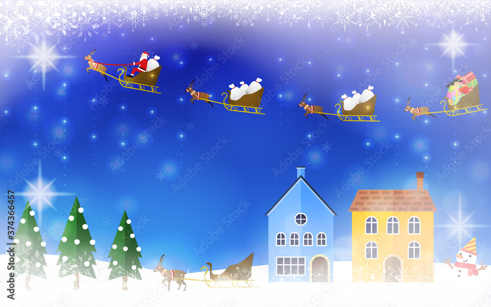 Fototapeta premium プレゼントを配りにいくサンタクロース