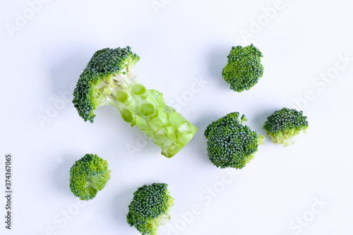 Fresh green broccoli isolated white background
