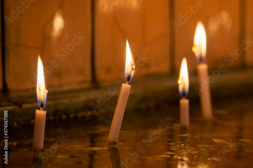 Burning Candles Inside The Church
