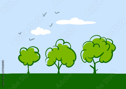 Vector collection Tree. Tree line icon. Wood. Plant. Vector illustration.