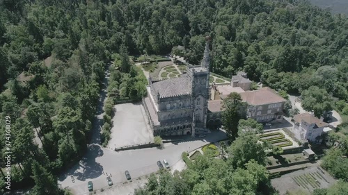 Buçaco Palace from aerial view en D-Log 4k photo