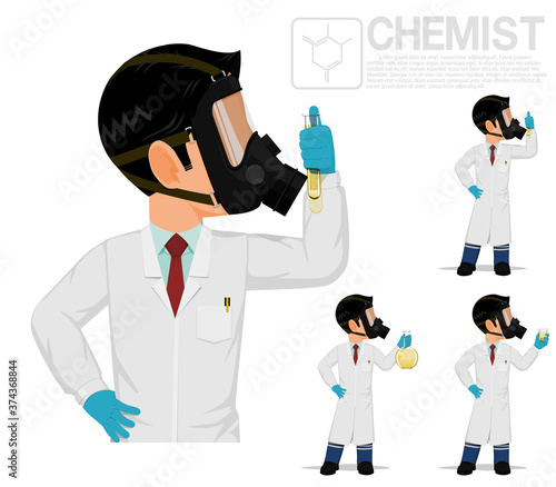Isolated chemist on white background