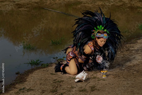 beautiful Mexican woman wearing traditional attire