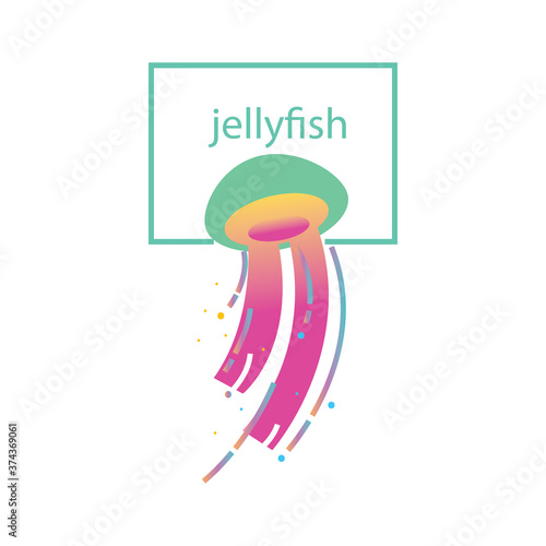 Jellyfish icon illustration, colorful logo template design, vector