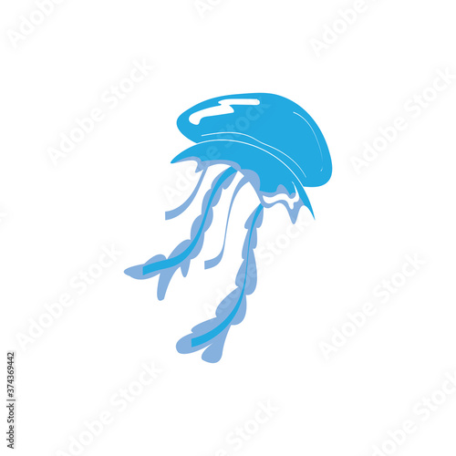 Jellyfish icon illustration, colorful logo template design, vector