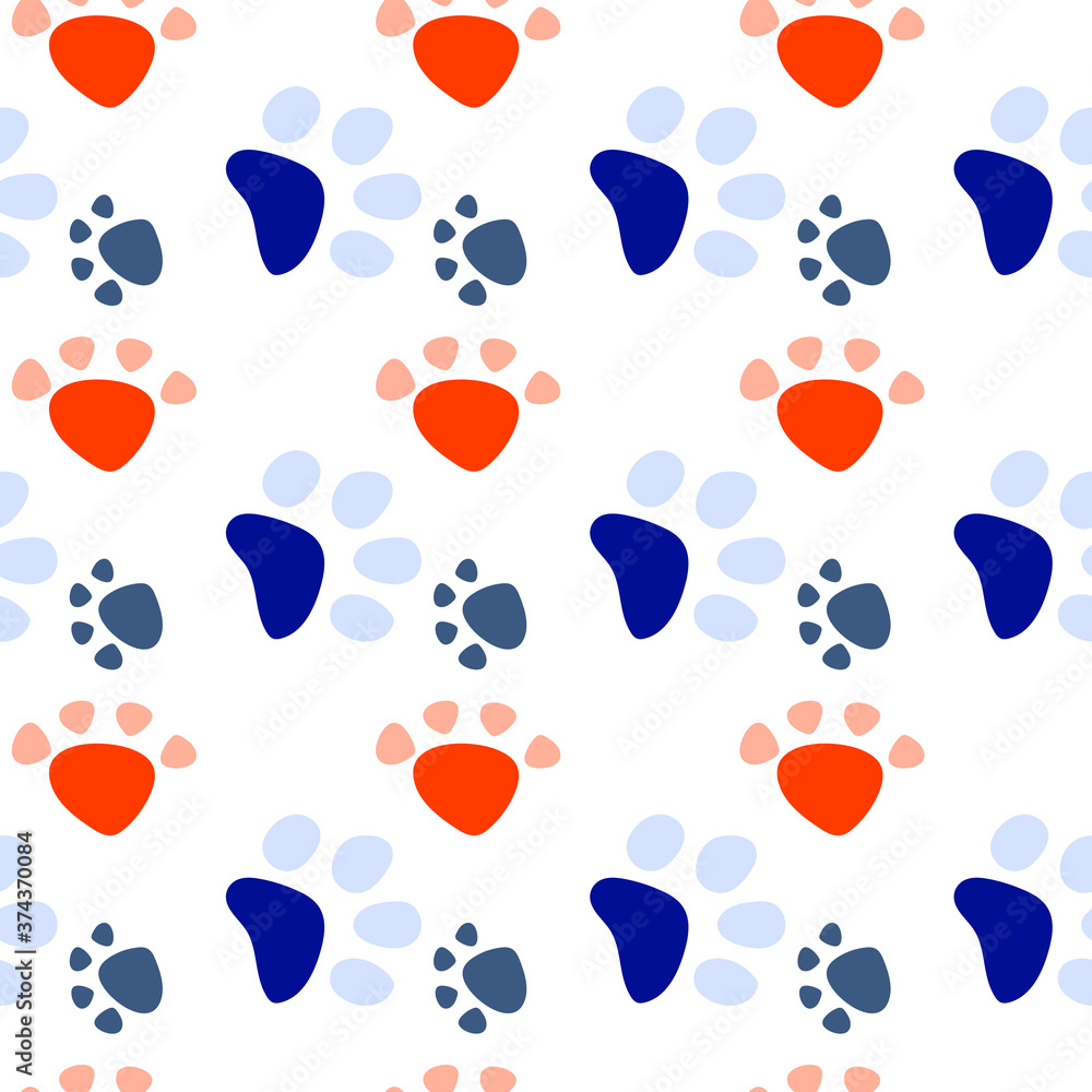 Fototapeta premium Vector seamless pattern with cat footprints. Can be used for wallpaper, web page background, surface textures.