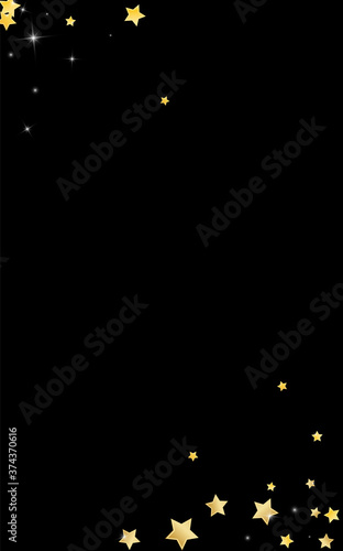 Gold Holiday Stars Vector Black Background. Magic 