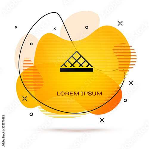 Black Louvre glass pyramid icon isolated on white background. Louvre museum. Abstract banner with liquid shapes. Vector.