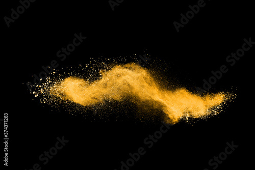 Abstract multicolor powder on black background. holi festival.