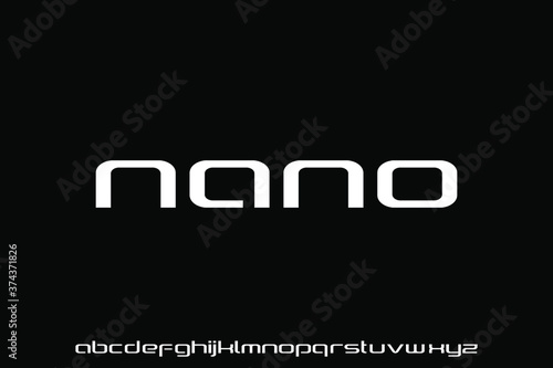 modern geometric sans serif futuristic font alphabet vector set	
