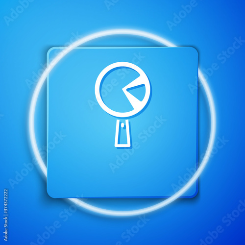 White Omelette in frying pan icon isolated on blue background. Omelet in a skillet. Blue square button. Vector.