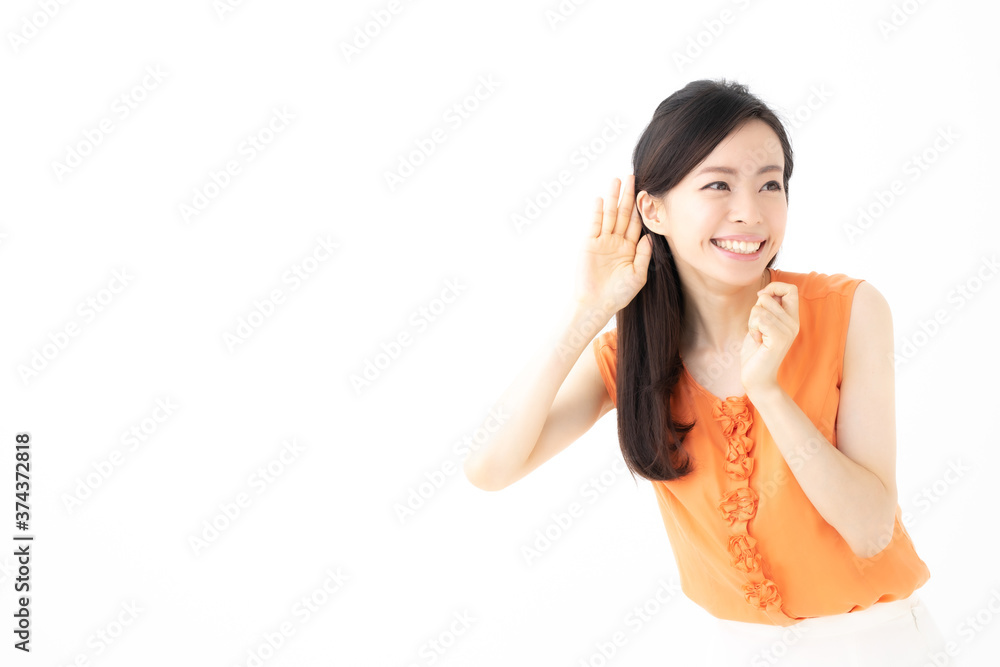 聞く・驚く・女性 聞く・驚く・女性